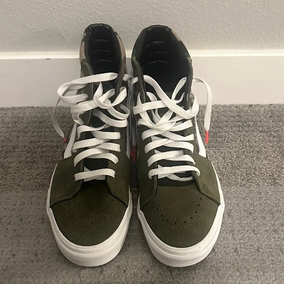 Vans Green and Camouflage High-Top Sneakers - Picture 2 of 3